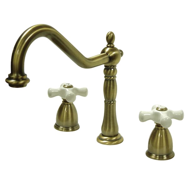 Widespread Kitchen Faucet, Antique Brass